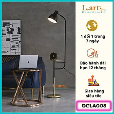 Đèn cây đứng phòng khách kèm bàn màu đen - vàng sang trọng phong cách Châu Âu DCLA008