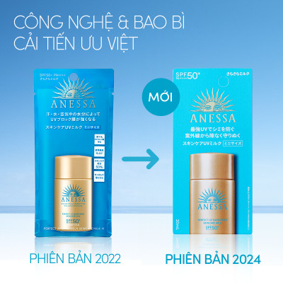 Bộ đôi Kem chống nắng dạng xịt dưỡng da bảo vệ hoàn hảo + Kem chống nắng dạng sữa dưỡng da kiềm dầu bảo vệ hoàn hảo (Anessa Gold Spray 60g + Gold Milk 20ml)