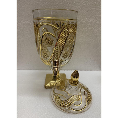 BÌNH ĐỰNG NƯỚC UỐNG THỦY TINH VÀNG PHIÊN BẢN KHẢM VÀNG ĐẶC BIỆT CÓ VÒI RÓT TIỆN LỢI 4,5 LÍT ( GIAO HOA VĂN NGẪU NHIÊN )