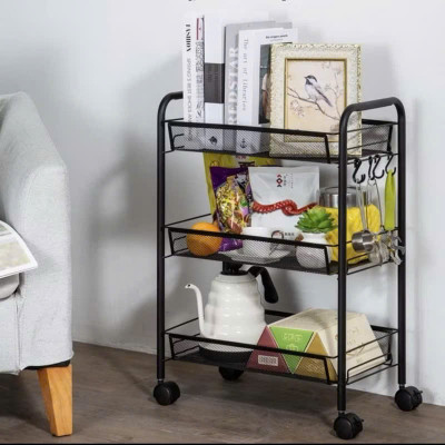 Xe Đẩy Đa Năng 3 Tầng – Kệ Nhà Bếp - Kệ Spa Mặt Lưới Nhập Khẩu Cao Cấp - Hàng Chính Hãng MINIIN