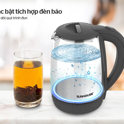 Ấm siêu tốc thủy tinh 1.8L Sunhouse SHD1215B - Hàng chính hãng