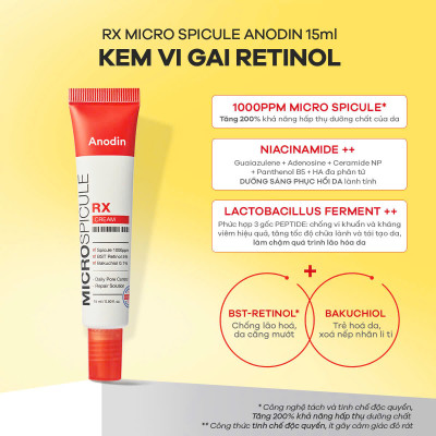 Kem dưỡng trẻ hóa da vi gai Anodin Micro Spicule RX Cream căng bóng da Hàn Quốc 15ml