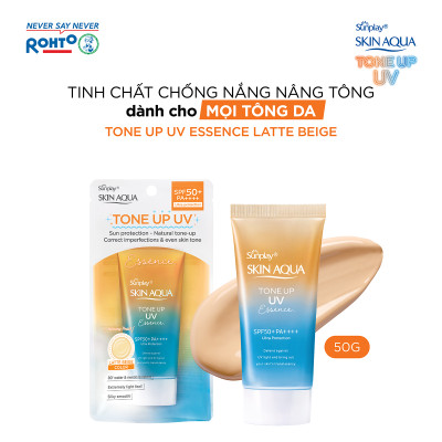 Kem chống nắng nâng tông Skin Aqua Tone up Latte Beige cho mọi tông da, dạng tinh chất Sunplay Skin Aqua Tone Up UV Essence Latte Beige SPF 50+ PA++++ 50g