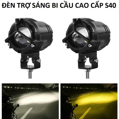 Đèn Trợ Sáng S40 Plus 65W Bi Cầu VIP – Cốt Vàng Pha Trắng, Chống Chói Siêu Sáng Cho Ô Tô Xe Máy