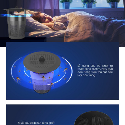 Đèn bắt muỗi thông minh Rạng Đông chính hãng Model: DBM01 5W tiện ích, hạn chế tiếng ồn, sản phẩm TOP của năm. Giá gốc tận xưởng