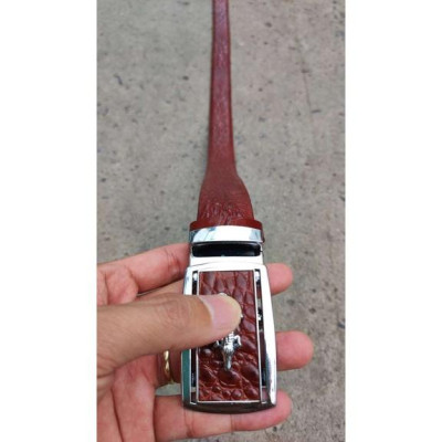 Thắt lưng da cá sấu bông hông mềm dễ sử dụng! TS120B (mặt bạc)