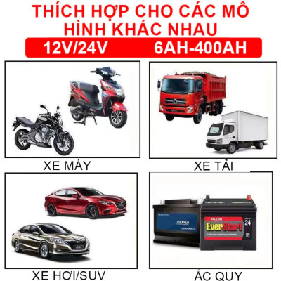 Pluse 400A: Sạc Bình Ắc Quy Ô Tô & Xe Máy Cao Cấp với Chức Năng Tự Ngắt và Khử Sulfat Phục Hồi Bảo Dưỡng Ắc Quy Loại Tốt