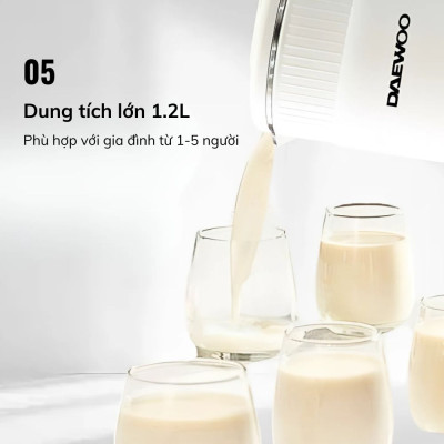 Máy Làm Sữa Hạt Daewoo 1.2L DWSM-1512, tặng Cẩm Nang 50 Công Thức - Máy Xay Nấu Đa Năng - Hàng chính hãng
