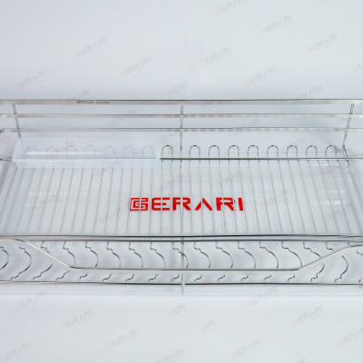 Giá đựng xoong nồi bát đĩa 1 tầng bằng inox (Kệ xoong nồi nan dẹt Gerari chất liệu Inox 304 bóng mờ cao cấp)