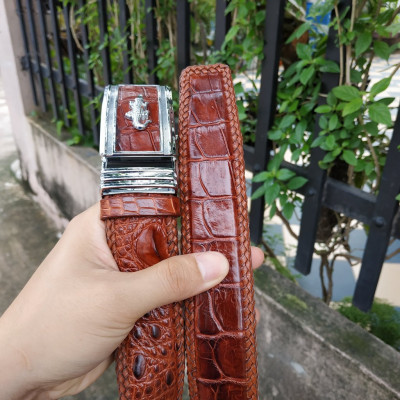 Dây Nịt Nam Cá Sấu Liền Nguyên Tấm Bản Rộng 4cm. Dây Được Đan Viền Thủ Công Rất Đẹp