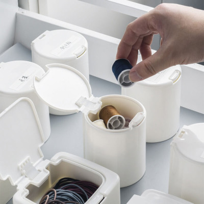 Hộp Đựng Tăm Bông Tẩy Trang Mini Storage Box Nhựa ABS Nắp Kín Tự Động Chống Ẩm Mốc