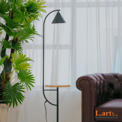 Đèn sàn phòng khách đèn đứng decor kèm bàn gỗ tiện lợi sang trọng DCLA009