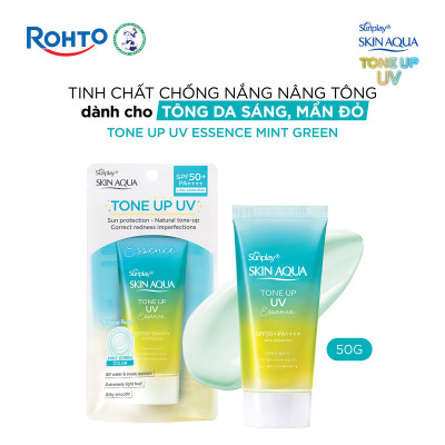 Kem chống nắng nâng tông Skin Aqua Tone up Mint Green cho da trắng có khuyết điểm đỏ, dạng tinh chất Sunplay Skin Aqua Tone Up UV Essence Mint Green SPF 50+ PA++++ 50g