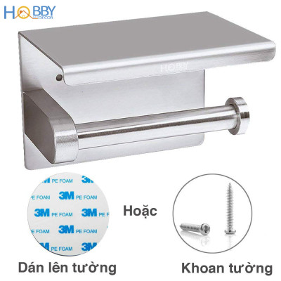Kệ đựng cuộn giấy vệ sinh có mái che dán tường inox 304 Hobby Home Decor G3