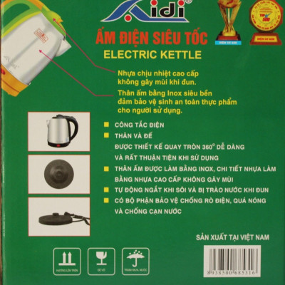 Ấm điện siêu tốc Aidi 304 ST-09 (1.8 lít) - Màu Ngẫu Nhiên - Hàng Chính Hãng