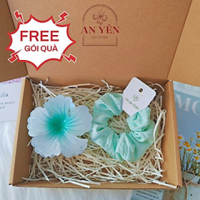 Set Quà Tặng Kẹp Tóc Hoa Mẫu Đơn và Dây Cột Scrunchies Nàng Thơ No.10 Tặng Sinh Nhật Bạn Gái Người Yêu 20/10 8/3