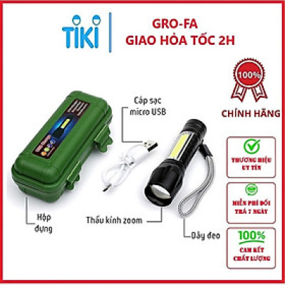 Đèn pin mini siêu sáng bỏ túi 2in1 có zoom xa gần kèm hộp đựng- Hàng chính hãng 