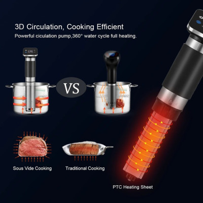 Máy nấu chậm Sous Vide BioloMix SV-9008 Smart cảm ứng thông minh - Màn hình LED, điều khiển kết nối qua app điện thoại - HÀNG NHẬP KHẨU