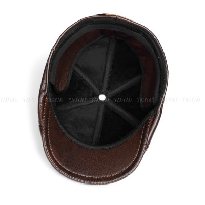 Mũ bê rê nam da bò có che tai BHY1917 Nón beret da thật, có size, vừa vòng đầu 55-60cm