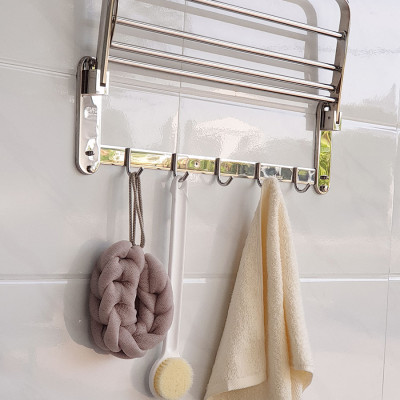 Kệ treo khăn tắm Inox SUS 304 đa chức năng Eurolife EL-B5 NEW (Trắng bạc)