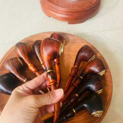 Tẩu hút thuốc gỗ trắc đỏ đen kt 4.5×17.5cm