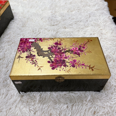 Hộp nữ trang 2 tầng đế cao Sơn Mài Cao Cấp đựng đồ trang sức, vật dụng nhỏ xinh, làm quà tặng,...