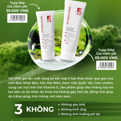 Sữa Rửa Mặt Sắc Ngọc Khang 50g tinh chất hoa anh đào làm sạch dịu nhẹ cho làn da mịn màng, tươi sáng