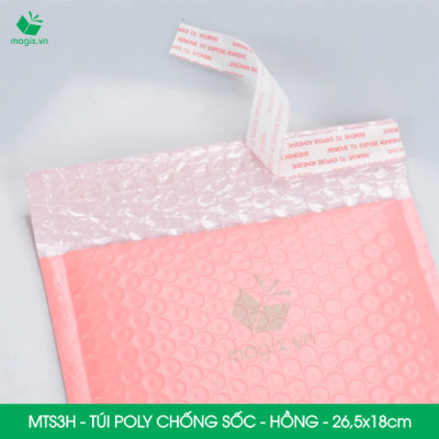 MTS3H - 26.5x18cm - COMBO 25 TÚI GÓI HÀNG CHỐNG SỐC BỌC BÓNG KHÍ MÀU HỒNG PASTEL