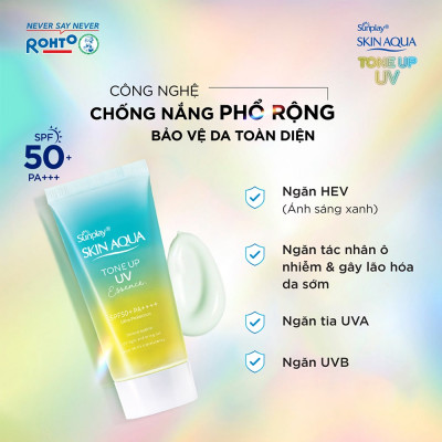Tinh Chất Chống Nắng Sunplay Skin Aqua Tone Up UV Essence Mint SPF50+ PA++++ Hiệu Chỉnh Sắc Da 50g