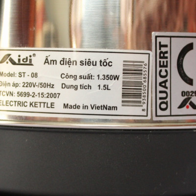 Ấm điện siêu tốc Aidi 304 ST-08 (1.5 lít) - Màu Ngẫu Nhiên - Hàng Chính Hãng