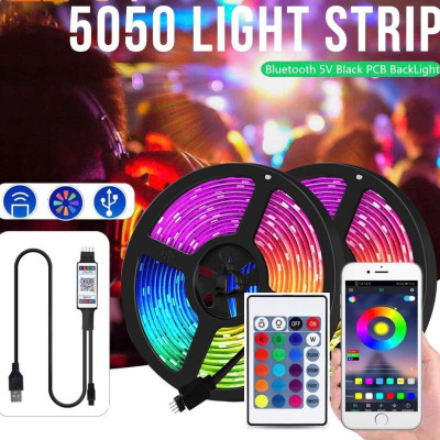 Cuộn Dây Đèn LED 5M Kết Nối Bluetooth Trang Trí, Trang Trí Phòng, Dán Tường, Bàn Máy Tính, Tạo Không Gian Quay Video , Chụp Ảnh, Kèm Remote