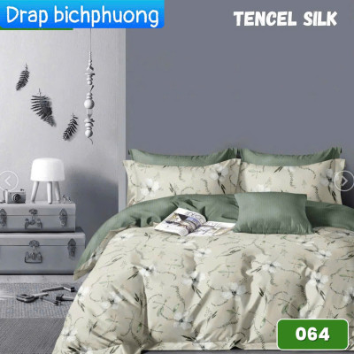 Bộ drap gối Tencel vải Hàn Quốc , đỉnh cao mát , mềm mại { drap và 3 áo gối}