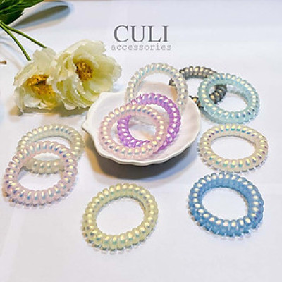 Dây cột tóc lò xo co giãn, nhựa dẻo xoắn nhiều màu xinh xắn - Culi accessories