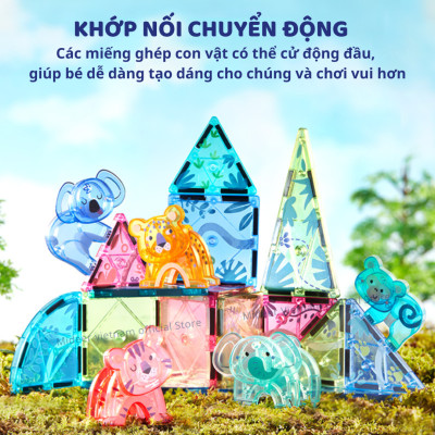 Xếp Hình Nam Châm lắp ráp Mideer Colorful Magnetic Tiles ghép hình nam châm ánh sáng