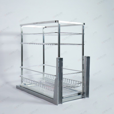 Giá đựng dao thớt gia vị 2 tầng bằng inox (Kệ gia vị nan dẹt Inox bóng cao cấp Gerari)
