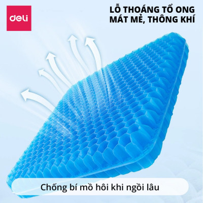 Đệm Gel Lót Ghế Tổ Ong Ô Tô Ghế Văn Phòng DELI Silicon Thoáng Mát Êm Ái Ngồi Lâu Không Mỏi Cho Văn Phòng