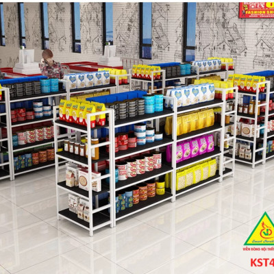 Kệ trưng bày sản phẩm, hàng hóa , kệ trang trí khung sắt mặt gỗ  KST401 - Nội thất lắp ráp Viễn Đông Adv