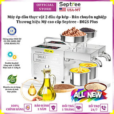 Máy ép dầu ăn thực vật 2 đầu kép đa năng thương hiệu Mỹ cao cấp Septree B02S Plus - Công suất 1900W - Hàng nhập khẩu