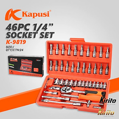 Bộ đồ nghề 46 chi tiết hãng Kapusi Japan hệ 1/4 inch chuyên dụng sửa ô tô xe máy đồ gia dụng