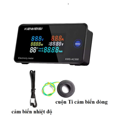 Thiết Bị Công Tơ Điện Tử 6 Trong 1 Đo Công Suất, Cường Độ, Điện Áp AC 50~300V, 100A/10A