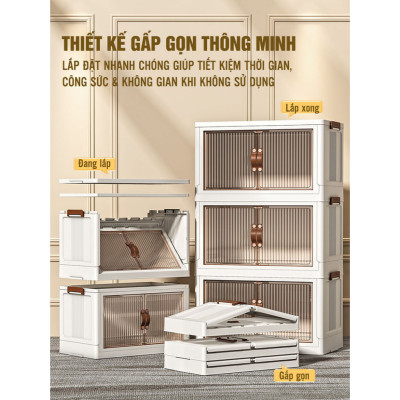 Tủ nhựa đa năng Gấp gọn Tiện Lợi, Tủ Để Đồ Bánh Xe Xoay 360 Độ - Hàng cao cấp