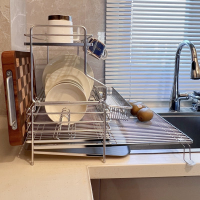 Kệ chén 2 tầng đa năng co giãn inox 304 cao cấp Hobby home decor KC5