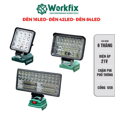 Đèn LED pin Workfix 16 bóng - 48 bóng - 84 bóng - Sử dụng chân pin phổ thông PLUS - Bảo Hành Chính Hãg den pin siêu sáng