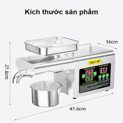 Máy ép dầu ăn thực vật chuyên dụng gia đình thương hiệu Septree T2S công suất 1000W - Trục ép dài 236mm - Hàng chính hãng (Bảo Hành 12 Tháng)