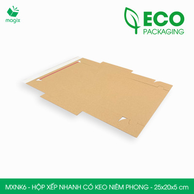 MXNK6 - 25x20x5 cm - 60 hộp carton đóng hàng xếp nhanh có keo niêm phong - Hộp gói hàng, hộp quà