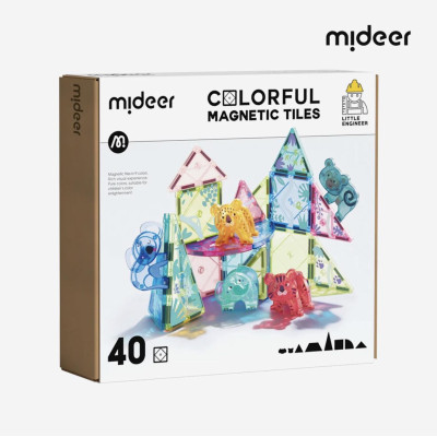 Đồ chơi xếp hình nam châm ánh sáng cầu vồng Mideer Colorful Magnetic Tiles cho bé từ 3 tuổi trở lên