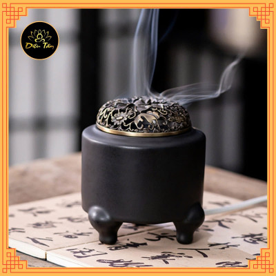Lư điện xông trầm lư xông trầm 520 độ có hẹn giờ và điều chỉnh nhiệt độ cao cấp dùng để xông trầm hương, trầm bột (đen)
