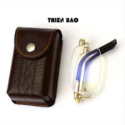 Kính lão thị, viễn thị đọc sách Nam nữ gấp gọn ( Tặng bao da đeo hông) KVT1510 tròng Nhật xẻ cước loại tốt mạ crom bền đẹp