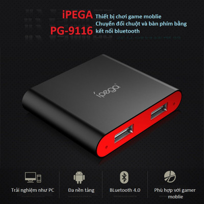 Thiết Bị Bluetooth Không Dây Kết Nối Chuột & Bàn Phím Hỗ Trợ Chơi Game Mobile IPEGA PG-9116 AZONE - Hàng Nhập Khẩu