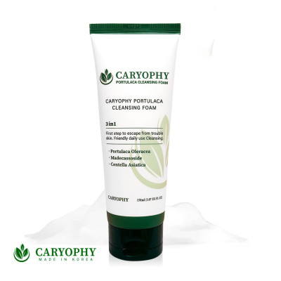 Sữa rửa mặt làm giảm mụn và ngăn ngừa mụn Caryophy Portulaca Foam Cleanser 150ml + Tặng kèm 1 Mặt nạ dưỡng da Some By Mi